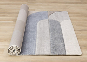 HomeRoots 5' Modern Geometric Area Rug in Blue, Cream, and Brown - Durable, Stain-Resistant, Easy to Clean! 8' X 11' 661397