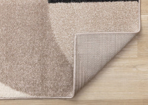 HomeRoots 5' Modern Geometric Area Rug in Cream, Taupe, and Red - Stain Resistant, Durable, and Stylish Decor 5' X 8' 661398