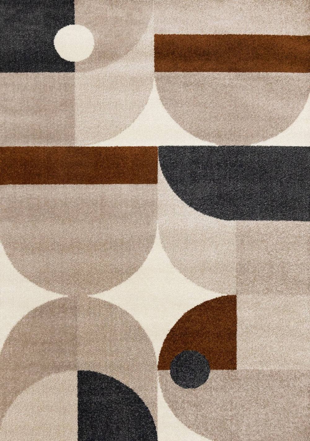 HomeRoots 5' Modern Geometric Area Rug in Cream, Taupe, and Red - Stain Resistant, Durable, and Stylish Decor 8' X 11' 661399