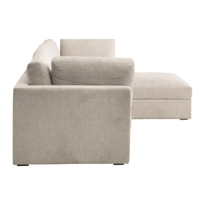 Essentials for Living Daley Modular Storage Ottoman Ivory Performance Fabric Espresso Wood Feet Living Room 6613L-0.LHIVO