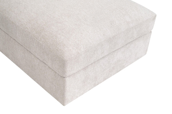 Essentials for Living Daley Modular Storage Ottoman Ivory Performance Fabric Espresso Wood Feet Living Room 6613L-0.LHIVO