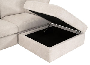 Essentials for Living Daley Modular Storage Ottoman Ivory Performance Fabric Espresso Wood Feet Living Room 6613L-0.LHIVO