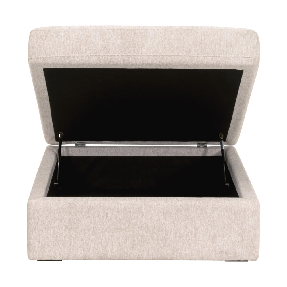 Essentials for Living Daley Modular Storage Ottoman Ivory Performance Fabric Espresso Wood Feet Living Room 6613L-0.LHIVO