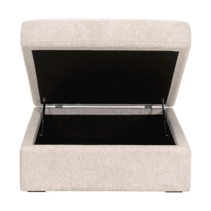 Essentials for Living Daley Modular Storage Ottoman Ivory Performance Fabric Espresso Wood Feet Living Room 6613L-0.LHIVO