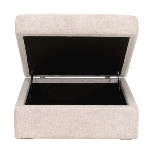 Essentials for Living Daley Modular Storage Ottoman Ivory Performance Fabric Espresso Wood Feet Living Room 6613L-0.LHIVO
