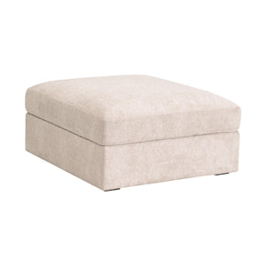 Essentials for Living Daley Modular Storage Ottoman Ivory Performance Fabric Espresso Wood Feet Living Room 6613L-0.LHIVO