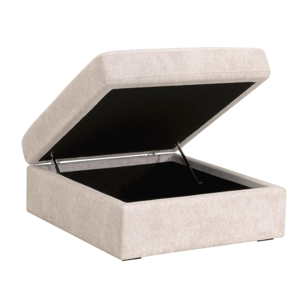 Essentials for Living Daley Modular Storage Ottoman Ivory Performance Fabric Espresso Wood Feet Living Room 6613L-0.LHIVO