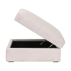 Essentials for Living Daley Modular Storage Ottoman Ivory Performance Fabric Espresso Wood Feet Living Room 6613L-0.LHIVO