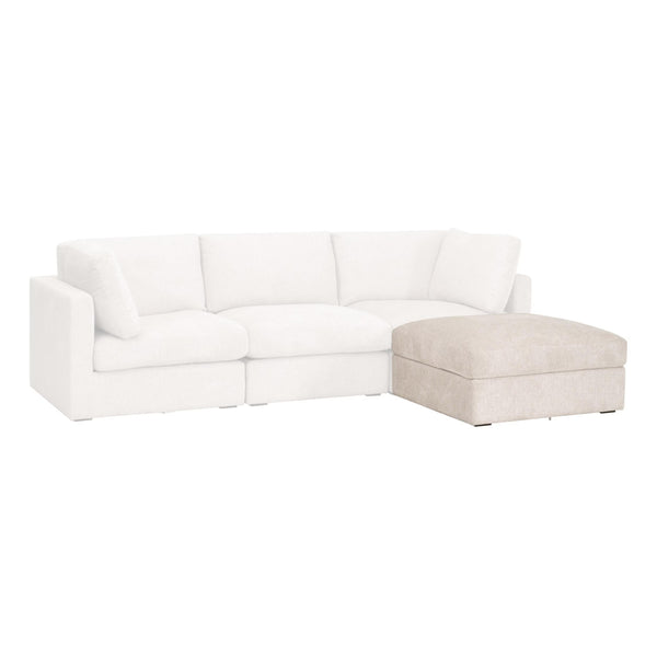 Essentials for Living Daley Modular Storage Ottoman Ivory Performance Fabric Espresso Wood Feet Living Room 6613L-0.LHIVO