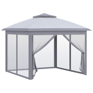 English Elm Outsunny 11' X 11' Instant Pop-Up Canopy Tent With Netting & Carry Bag - Perfect For Outdoor Gatherings! W2225P200595-GIGA