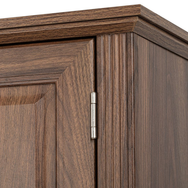 English Elm K&K 71" Tall Farmhouse Pantry Cabinet with Groove Edges, 3 Pull-Out Organizers, 6 Door Shelves Brown N707P256507Z