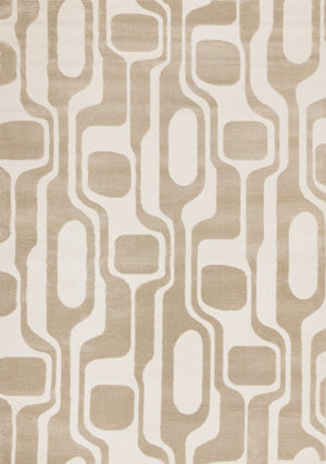 HomeRoots 5' Cream and Beige Geometric Area Rug – Modern Elegance for High-Traffic Family Spaces 5' X 8' 661400