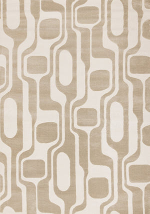 HomeRoots 5' Cream and Beige Geometric Area Rug – Modern Elegance for High-Traffic Family Spaces 5' X 8' 661400