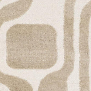 HomeRoots 5' Cream and Beige Geometric Area Rug – Modern Elegance for High-Traffic Family Spaces 8' X 11' 661401
