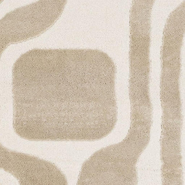 HomeRoots 5' Cream and Beige Geometric Area Rug – Modern Elegance for High-Traffic Family Spaces 8' X 11' 661401