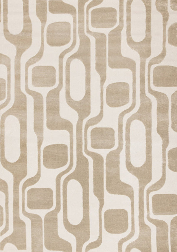 HomeRoots 5' Cream and Beige Geometric Area Rug – Modern Elegance for High-Traffic Family Spaces 8' X 11' 661401