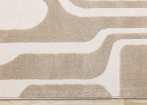 HomeRoots 5' Cream and Beige Geometric Area Rug – Modern Elegance for High-Traffic Family Spaces 8' X 11' 661401