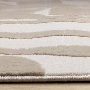 HomeRoots 5' Cream and Beige Geometric Area Rug – Modern Elegance for High-Traffic Family Spaces 8' X 11' 661401
