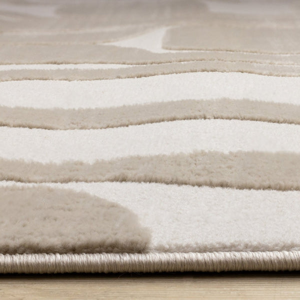 HomeRoots 5' Cream and Beige Geometric Area Rug – Modern Elegance for High-Traffic Family Spaces 8' X 11' 661401