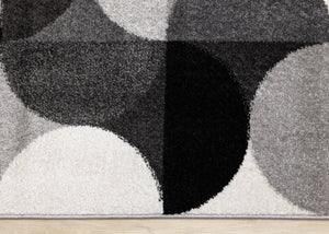 HomeRoots 5' Modern Gray Black Ivory Geometric Area Rug - Stylish, Durable & Stain-Resistant for Any Room 5' X 8' 661402