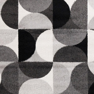 HomeRoots 5' Modern Gray Black Ivory Geometric Area Rug - Stylish, Durable & Stain-Resistant for Any Room 8' X 11' 661403