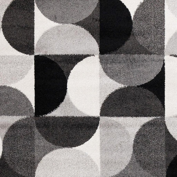 HomeRoots 5' Modern Gray Black Ivory Geometric Area Rug - Stylish, Durable & Stain-Resistant for Any Room 8' X 11' 661403