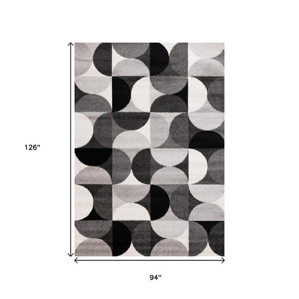 HomeRoots 5' Modern Gray Black Ivory Geometric Area Rug - Stylish, Durable & Stain-Resistant for Any Room 8' X 11' 661403