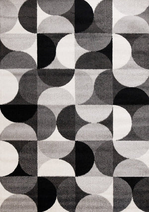 HomeRoots 5' Modern Gray Black Ivory Geometric Area Rug - Stylish, Durable & Stain-Resistant for Any Room 8' X 11' 661403