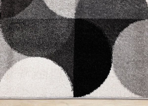 HomeRoots 5' Modern Gray Black Ivory Geometric Area Rug - Stylish, Durable & Stain-Resistant for Any Room 8' X 11' 661403