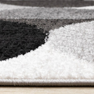 HomeRoots 5' Modern Gray Black Ivory Geometric Area Rug - Stylish, Durable & Stain-Resistant for Any Room 8' X 11' 661403