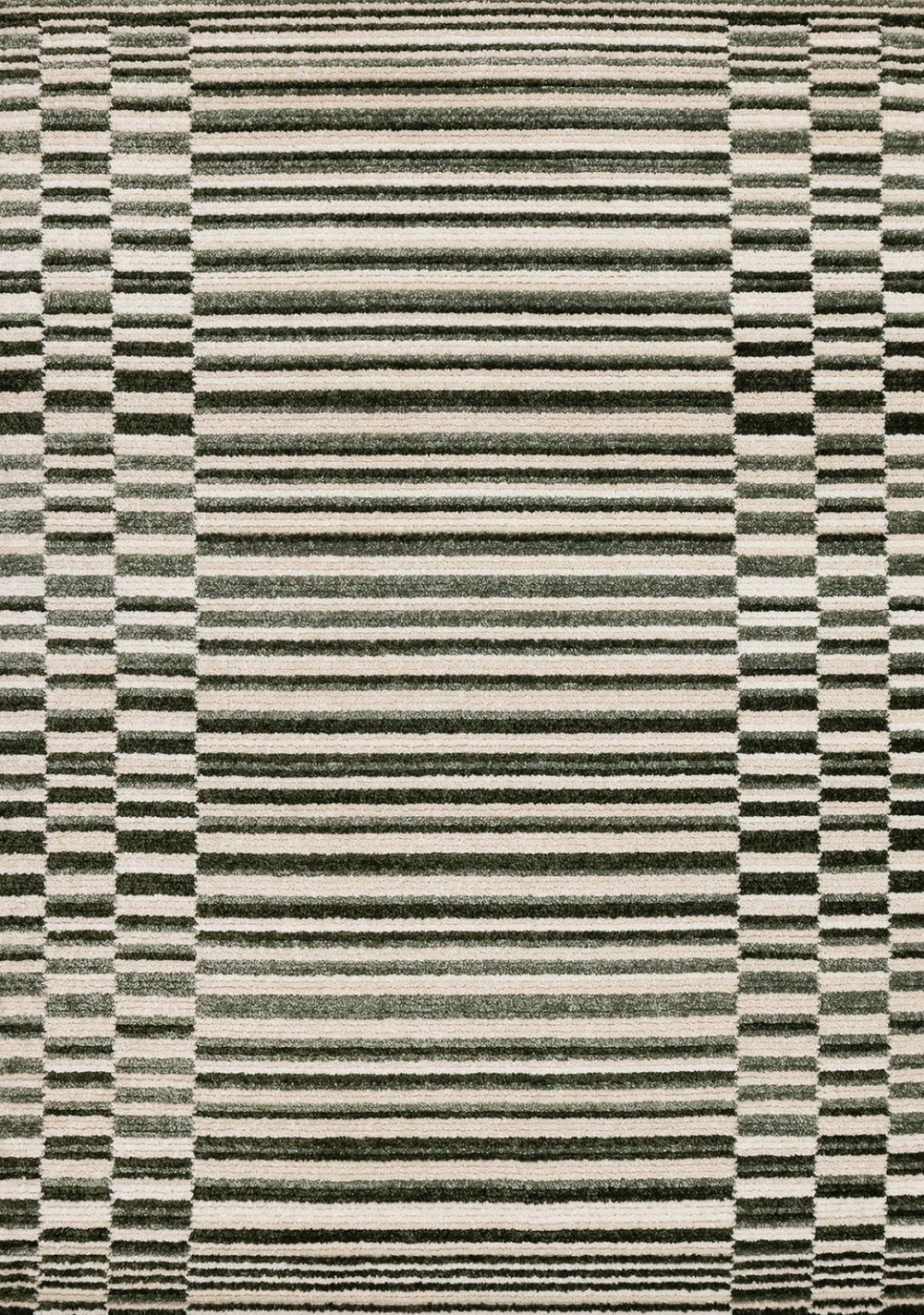 HomeRoots 5' Durable Striped Area Rug in Green, Black & Beige - Modern Style for High-Traffic Spaces 5' X 8' 661404
