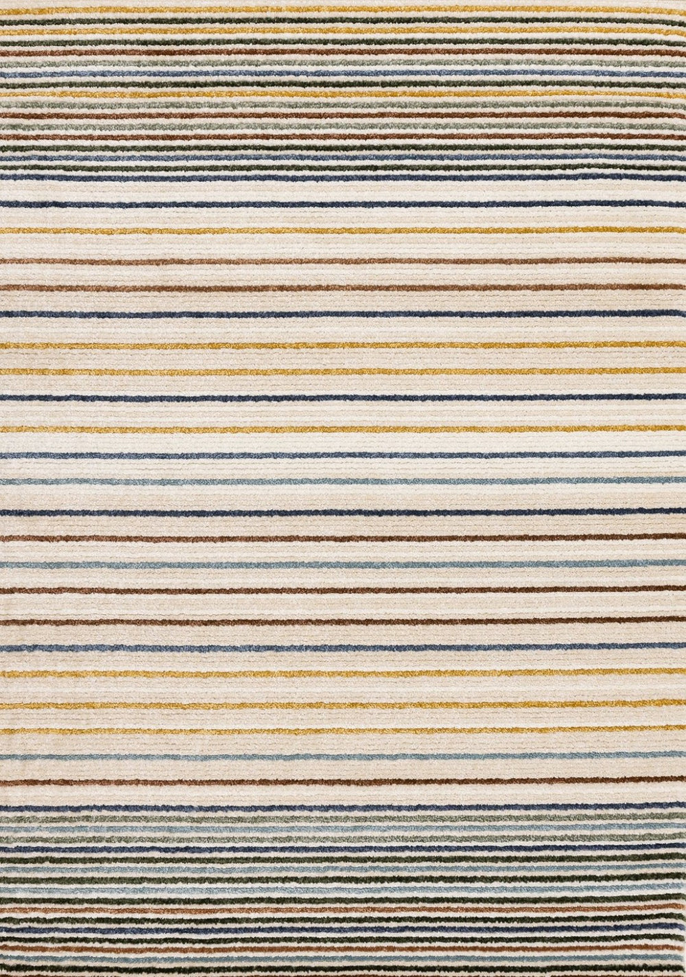 HomeRoots 5' Striped Area Rug in Cream, Blue, and Red – Durable, Stain-Resistant Design for Modern Interiors 8' X 11' 661407