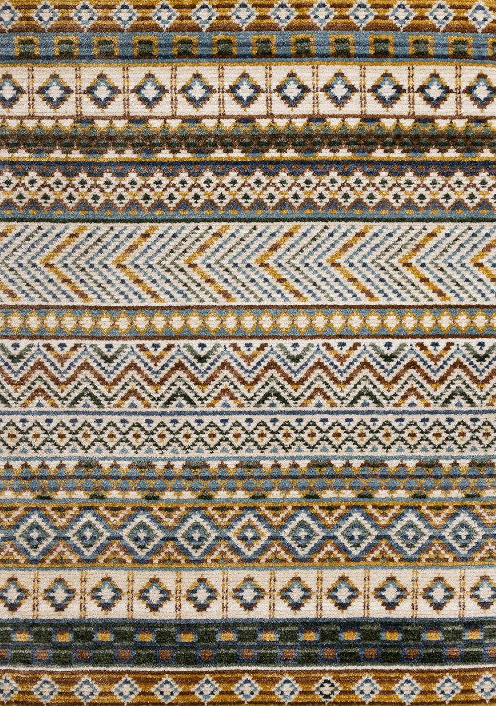 HomeRoots 5' Cream Blue and Brown Tribal Area Rug - Durable, Stylish, Stain-Resistant Design for Modern Spaces 8' X 11' 661409