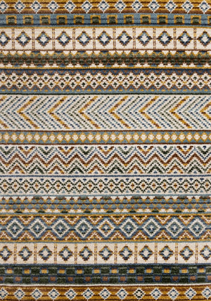 HomeRoots 5' Cream Blue and Brown Tribal Area Rug - Durable, Stylish, Stain-Resistant Design for Modern Spaces 8' X 11' 661409