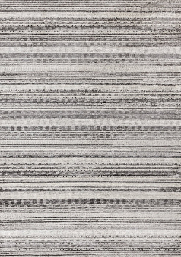HomeRoots 5' Gray and White Striped Area Rug - Modern, Soft and Stain-Resistant for Living Rooms and More 5' X 8' 661410