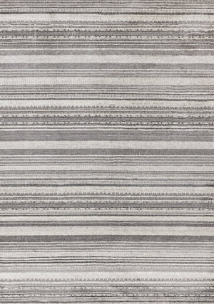 HomeRoots 5' Gray and White Striped Area Rug - Modern, Soft and Stain-Resistant for Living Rooms and More 8' X 11' 661411