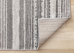HomeRoots 5' Gray and White Striped Area Rug - Modern, Soft and Stain-Resistant for Living Rooms and More 8' X 11' 661411