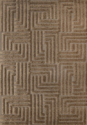 HomeRoots 5' Modern Dark Brown Geometric Area Rug - Plush, Durable, Stain-Resistant Design for Cozy Spaces 5' X 8' 661412