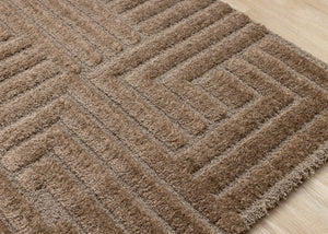 HomeRoots 5' Modern Dark Brown Geometric Area Rug - Plush, Durable, Stain-Resistant Design for Cozy Spaces 8' X 11' 661413