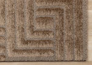 HomeRoots 5' Modern Dark Brown Geometric Area Rug - Plush, Durable, Stain-Resistant Design for Cozy Spaces 8' X 11' 661413
