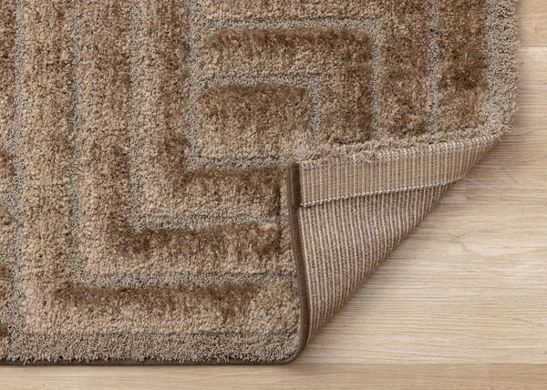 HomeRoots 5' Modern Dark Brown Geometric Area Rug - Plush, Durable, Stain-Resistant Design for Cozy Spaces 8' X 11' 661413