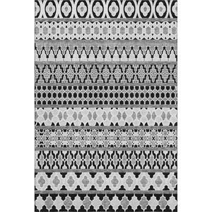 HomeRoots 9' X 12' Black And Ivory Ikat Area Rug - Stylish, Washable, UV-Protected for High-Traffic Spaces 661424