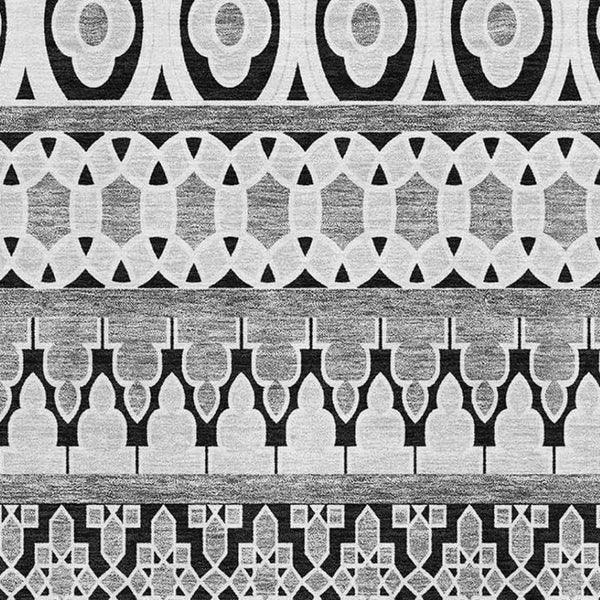 HomeRoots 9' X 12' Black And Ivory Ikat Area Rug - Stylish, Washable, UV-Protected for High-Traffic Spaces 661424