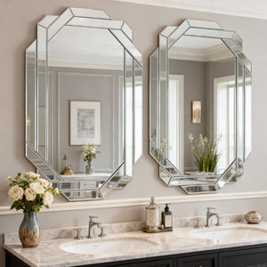 English Elm Large Frameless Beveled Mirror Rectangular Wall Hung Accent for Any Room Decor W1445P370442