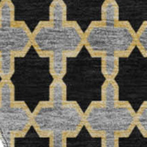 HomeRoots 8' Charcoal Ivory and Copper Ikat Round Rug - Washable, UV Protected, Perfect for Any Space! 661434