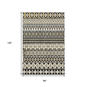 HomeRoots 8' X 10' Washable Area Rug in Charcoal, Ivory, & Copper - Stylish, Durable, UV-Protected Design! 661435