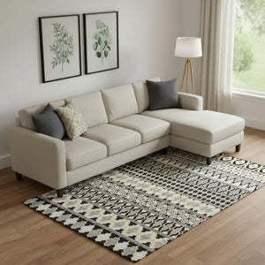 HomeRoots 8' X 10' Washable Area Rug in Charcoal, Ivory, & Copper - Stylish, Durable, UV-Protected Design! 661435