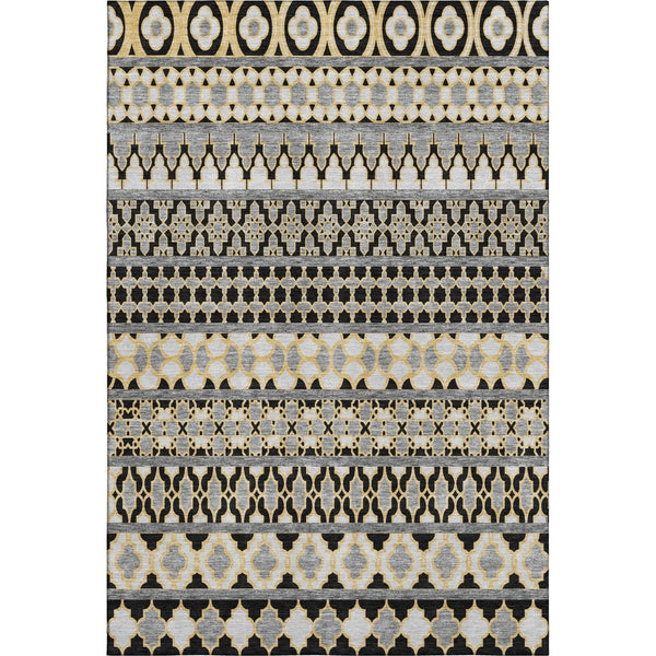 HomeRoots 8' X 10' Washable Area Rug in Charcoal, Ivory, & Copper - Stylish, Durable, UV-Protected Design! 661435
