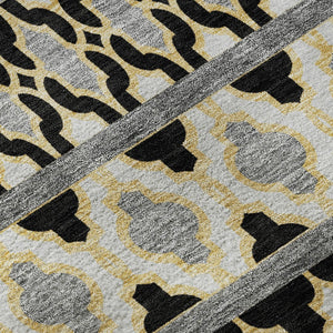 HomeRoots 8' X 10' Washable Area Rug in Charcoal, Ivory, & Copper - Stylish, Durable, UV-Protected Design! 661435