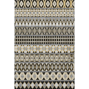 HomeRoots 9' X 12' Ikat Area Rug in Charcoal, Ivory & Copper – Durable, UV-Protected, Stain-Resistant Design! 661436